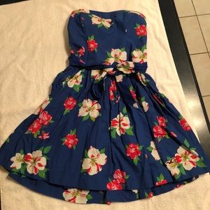 Royal blue strapless holllister flower dress